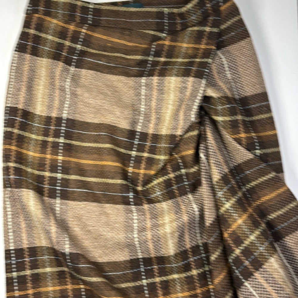 Anthropologie Brown Plaid Pencil Skirt - Picture 3 of 5